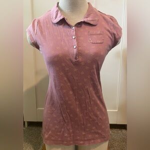 Women's Purple and Yellow Butterfly Polo Shirt